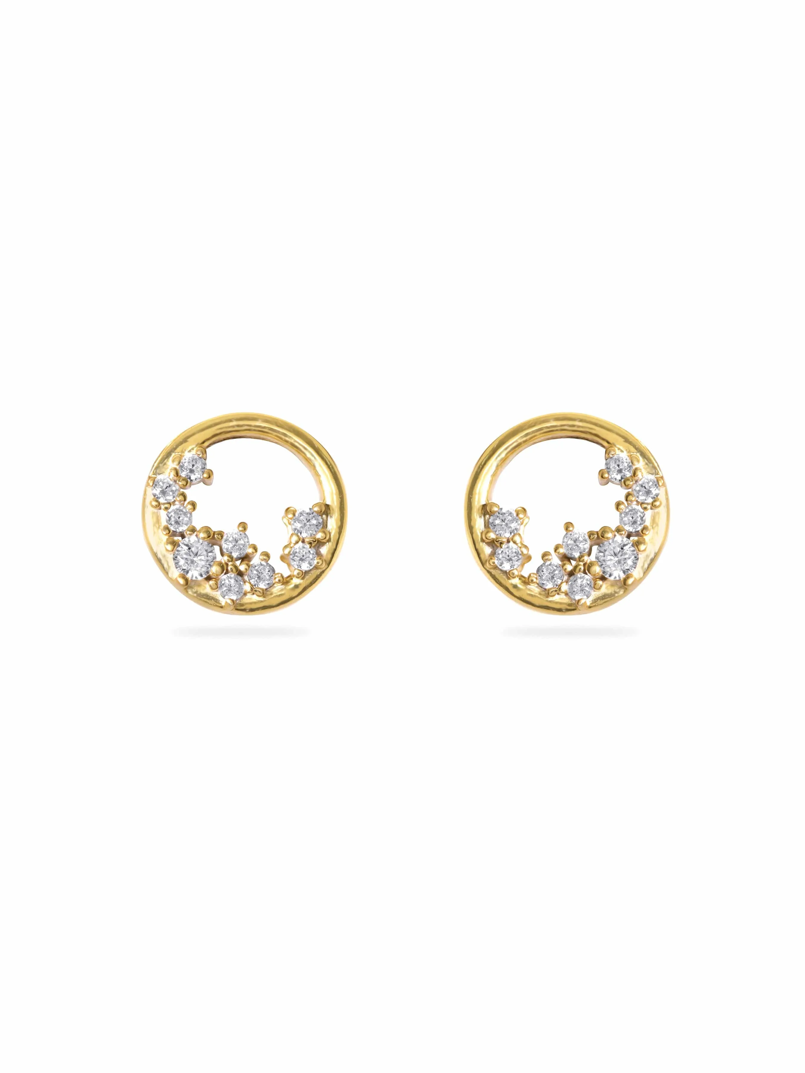 Rubans Silver 22k gold plated 925 starling silver zirconia studded contemporary Stud earring